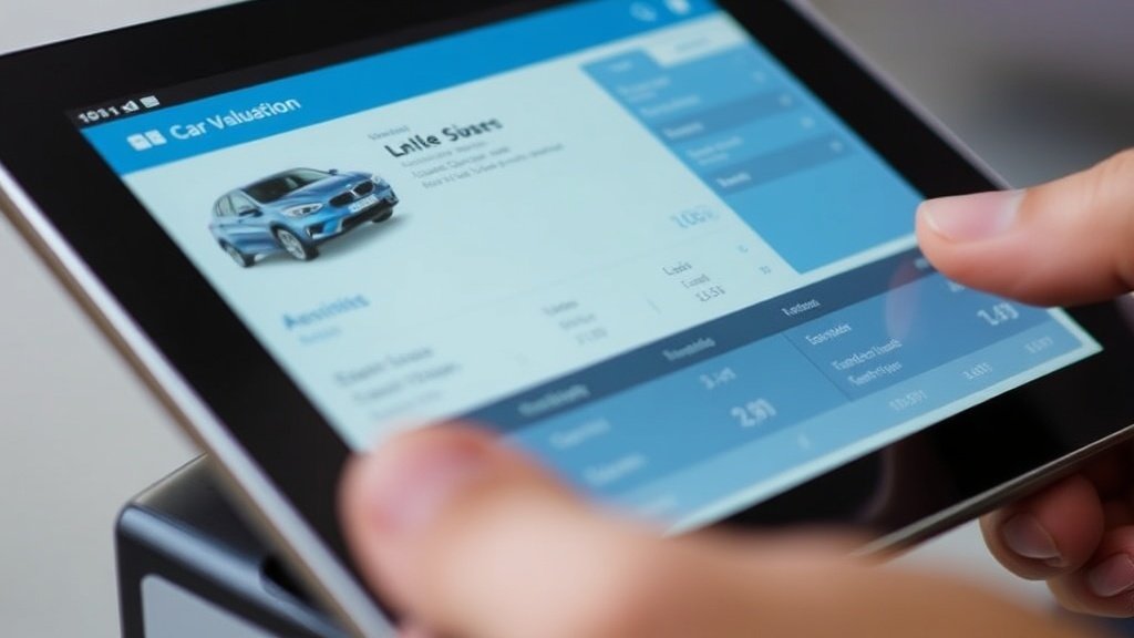 Oto galerisinde müşteri aracının dijital değerleme sistemindeki değerini görüyor